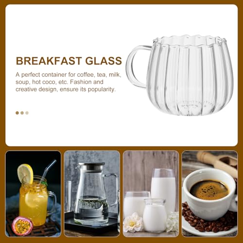 Clear Glass Pumpkin Mug 12oz Halloween Coffee Cup with Handle - Set of 2