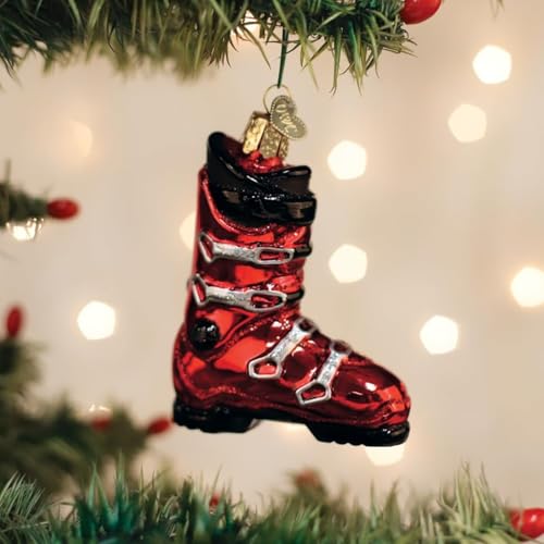 Glass Ski Boot Christmas Ornament - Handcrafted Holiday Tree Decoration