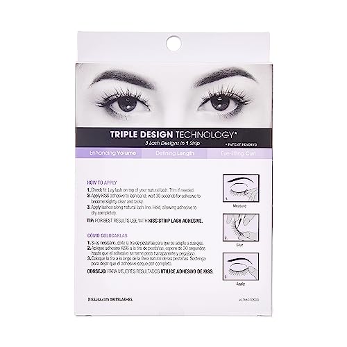 False Eyelashes 14mm 3D Volume Strip Lashes - Fluffy, Eye-Lifting Effect, 4 Pairs - Bombshell Variation