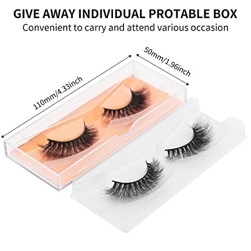 False Eyelashes Cat Eye Mink Lashes 5 Pairs - Fluffy, Curled, Reusable 6D