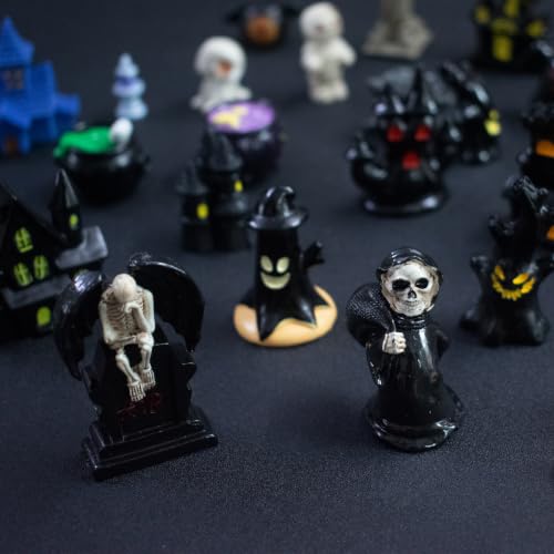 Halloween Mini Resin Figurines Bulk Set - 68 Unique Tiny Decorations - Multicolor