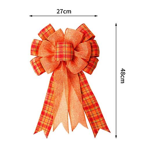 Iceyyyy 6 Pcs Large Thanksgiving Buffalo Plaid Wreath Bows - Fall Orange Decor