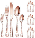 Halloween Skeleton Silverware Set for 4 - Rose Gold 20-Piece Flatware