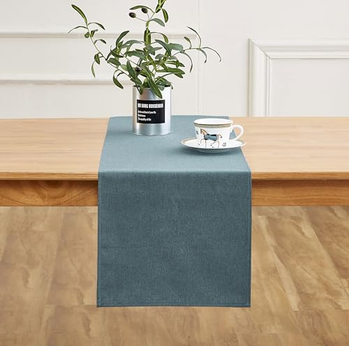 Modern Dark Green Cotton Table Runner 13x72 Inches Farmhouse Style - Winotic
