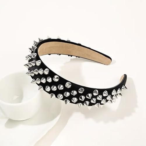 Black Punk Studded Headband - Rock, Halloween, Cosplay, Party Accessory - Pack of 1