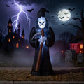 8FT Inflatable Grim Reaper with Scythe Halloween Yard Decor LED Lighted Outdoor Decoration