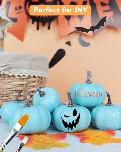 Mini Light Blue Artificial Pumpkins Set - Fall Decor, 30 Pieces, Mixed Sizes