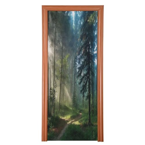 Natural Forest Door Cover Decoration 32 x 79 Inch - Festive Porch Decor