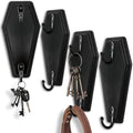 Gothic Coffin Wall Decor with 8 Hooks - Rustic Black Key Holder Set