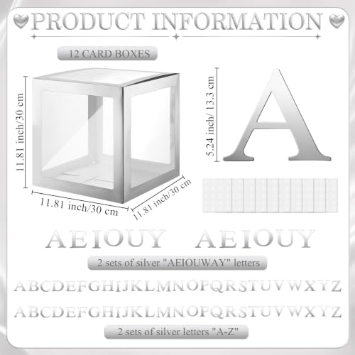 Transparent Balloon Boxes with Silver Variation - 8 Pack, 11.81 Inch