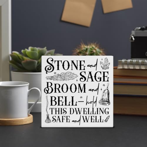 Witchy House Blessing Wooden Sign Home Decor 5x5 Inches