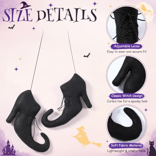 Halloween Witch Decorations Set - 31-Piece Gothic Witch Boots, Hat, Broom & Bats