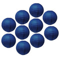 Navy Blue Paper Lanterns - 12 Inch Round Hanging Decor - Reusable, Indoor & Outdoor Party Lighting