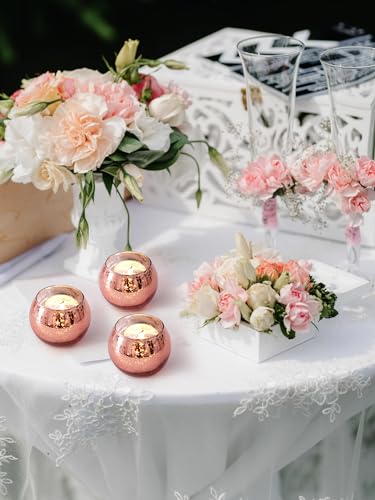 Set of 24 Rose Gold and Gold Candle Holders for Weddings & Events - 2 Inch