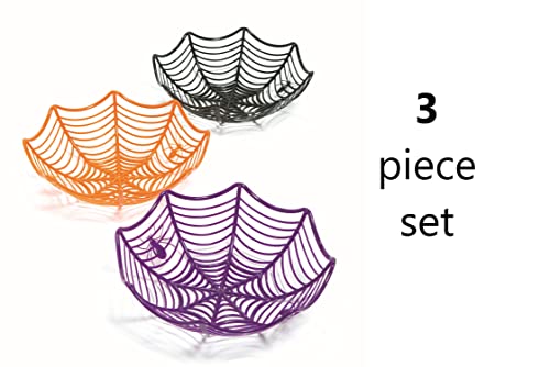 Halloween Spider Web Candy Bowls Set - 3 Plastic Trick-or-Treat Baskets