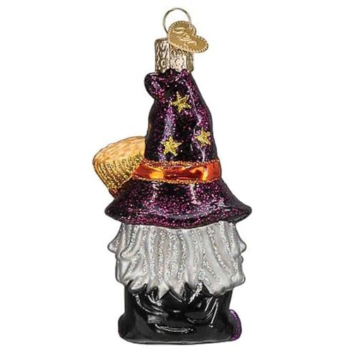 Whimsical Witch Gnome Glass Ornament for Christmas Tree Halloween Decorations - Handcrafted Holiday Charm