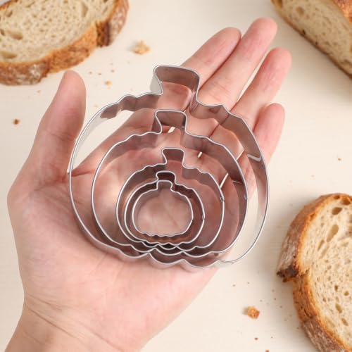5Pcs Stainless Steel Pumpkin Cookie Cutter Set - Fall & Halloween Baking Tools
