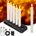 Rechargeable Flameless Taper Candles with Charging Base - White, 6 Pack