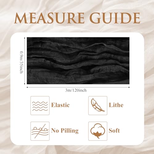 Black Cheesecloth Table Runner 10FT 6 Pack Boho Gauze Elegant Rustic Decor