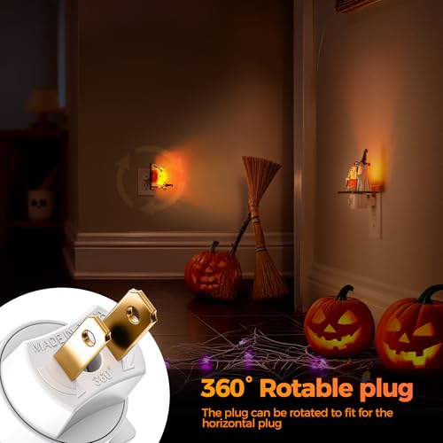 Amber Ghost Campfire Halloween Night Light - Spooky Flickering Ghost Lamp - 1 Pack