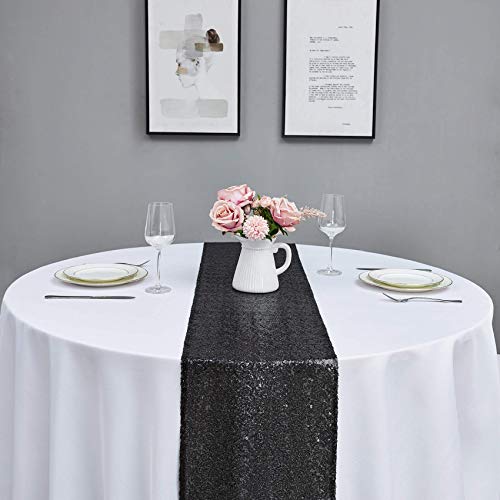 12x72 Inch Black Sequin Table Runner Set - 2PCS for Wedding & Party Decor Variation of 12"x72" 2PCS / Black