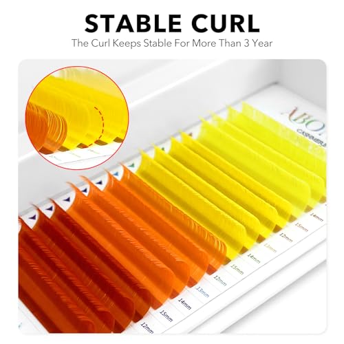 Colored Lash Extensions - 0.07 D Curl 12mm Yellow Gradient Cashmere Single Lashes for Salon Use