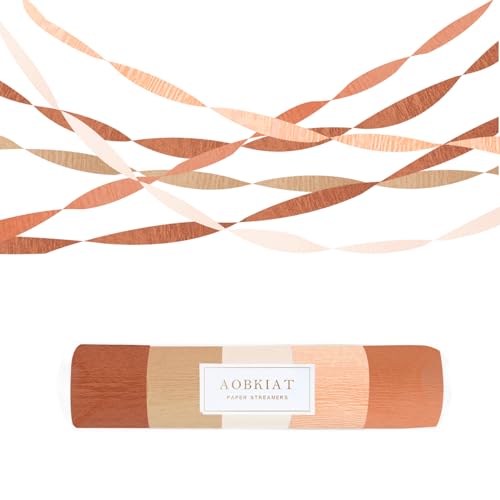 Brown Fall Party Streamers Decorations for Baby Shower - Crepe Paper Set