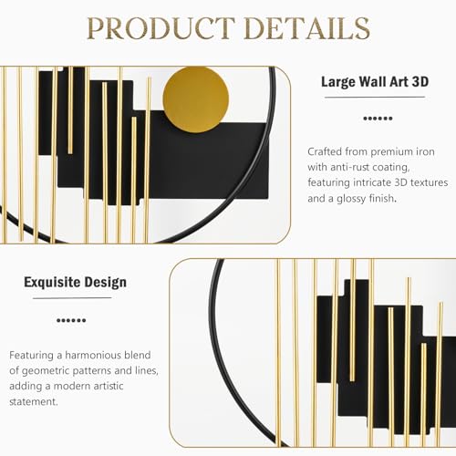 Large Geometric Metal Wall Sculpture 23.2''x19.7'' Modern Circular Wall Art for Bedroom Living Room Decor Variation of THIS listing