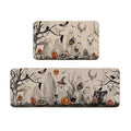 Halloween Boo Dog Ghost Decorative Kitchen Rugs Set of 2, 17x29 & 17x47 Inch - Multi-Color
