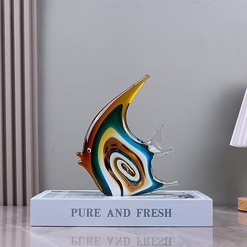 Hand Blown Glass Fish Sculpture - Colorful Marine Home Decor - Variation A-19