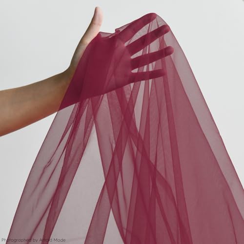 10PCS Burgundy Gauze Table Runner Set - 59 x 120 Inch, Wedding & Holiday Decor