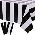 Kesfey Black Horizontal Striped Tablecloth 3 Pack - Waterproof Picnic Cover
