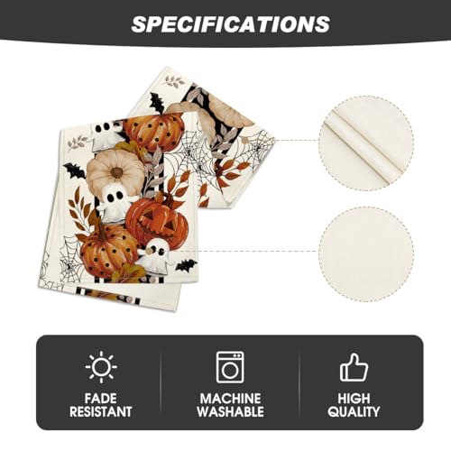 Halloween Table Runner 13x72 Inch Beige Polyester Home Party Decor - Artoid Mode