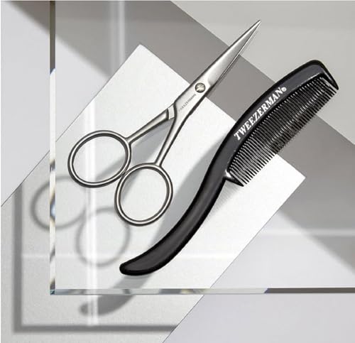 Tweezerman G.E.A.R. Moustache Scissors and Comb, Black