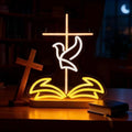 Jesus Cross LED Neon Sign Wall Decor for Christian Homes & Easter - Faith Gift