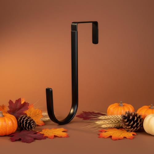 Heavy Duty Black Wreath Hanger Over-the-Door Hook for Seasonal Decorations