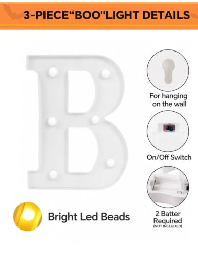 Halloween Decorations Set with Bats, Banner, Tablecloth and Light-Up BOO Sign