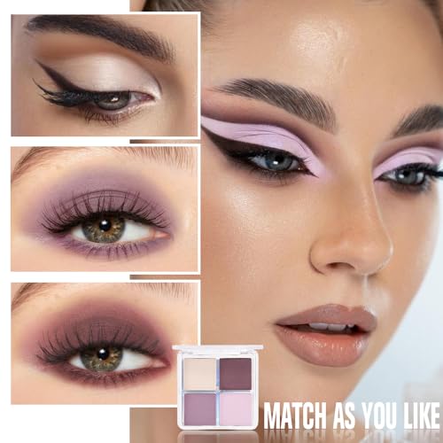 4 Colors Eyeshadow Palette - Vegan Matte Shimmer Neutral Shades - 0.21oz A-02#