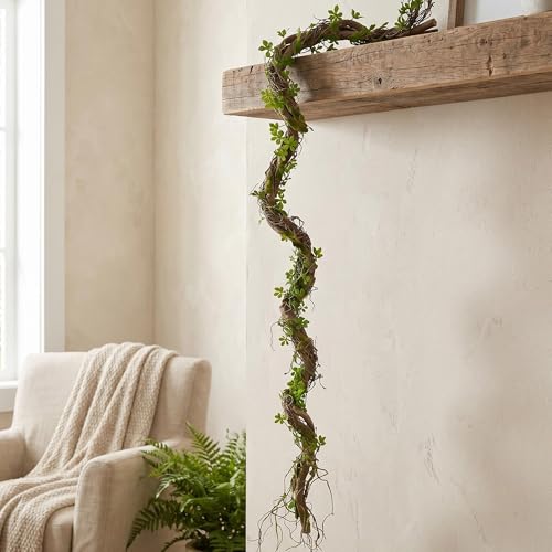 69-Inch Faux Leaf Grapevine Moss Tree Branch Garland for Halloween & Decor