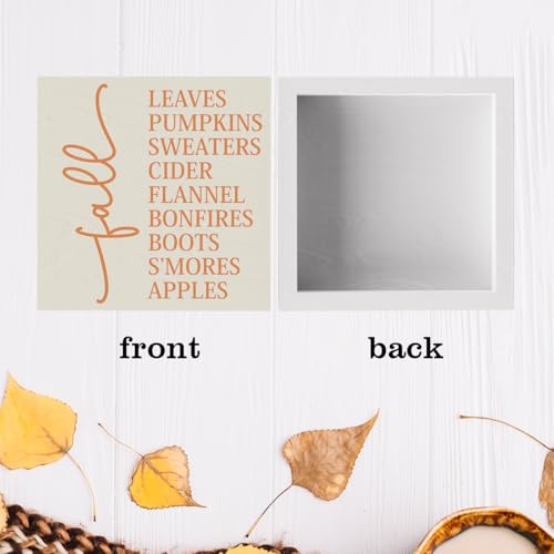 Fall Decor Sign for Home - Rustic Wooden Autumn Wall Art - 5x5 Inches
