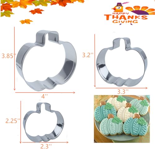 Pumpkin Cookie Cutters Set - Fall Harvest Halloween Thanksgiving, 3 Pieces - Pumpkin1