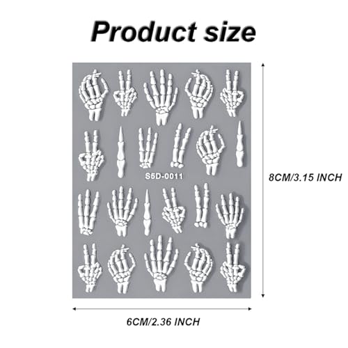 Halloween Skull Nail Stickers - 8 Sheets Self-Adhesive Nail Decals for DIY Nail Art