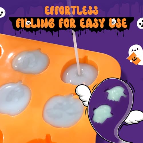 Halloween Pumpkin & Ghost Silicone Molds 2PCS - Food Grade, Oven Safe, Candy & Treat Making