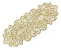 Beaded Table Runner Ivory & Gold - Handmade 13x36 Inches - Gold Variation