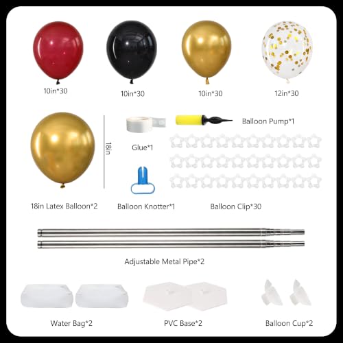 Black Burgundy Gold Balloon Column Stand Set for Party Decorations - Variation: Black Burgundy Gold