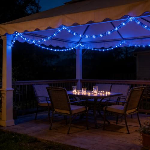 Blue LED Rope Light 20Ft Waterproof Outdoor Decorative Lighting - Buyagn