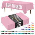 Pink Disposable Plastic Tablecloth 54x108 Inches - Thicker 66% 12 Pack
