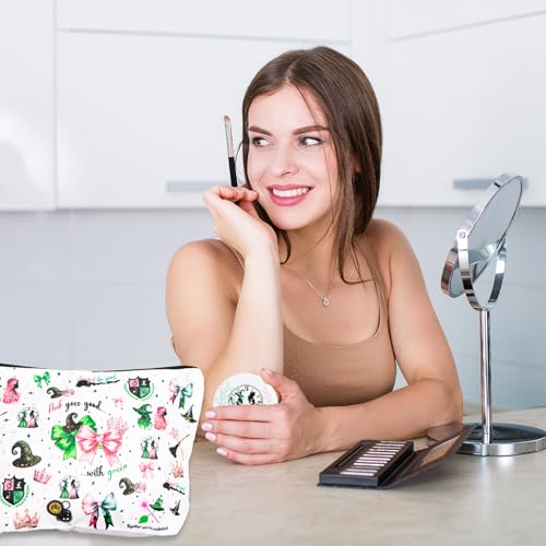 Witch Makeup Bag Set with Mirror - Elphaba and Glinda Themed Cosmetic Organizer for Women
