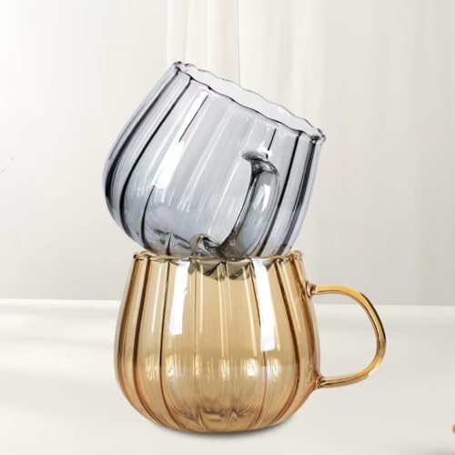 Glass Coffee Mug 350ml with Handle - Amber, Suitable for Tea, Juice, Milk & Drinks