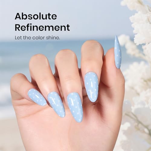 Milky Blue Gel Nail Polish - 15ML, Long-Lasting, Fast Curing, Blue Gel Lacquer - Variation D